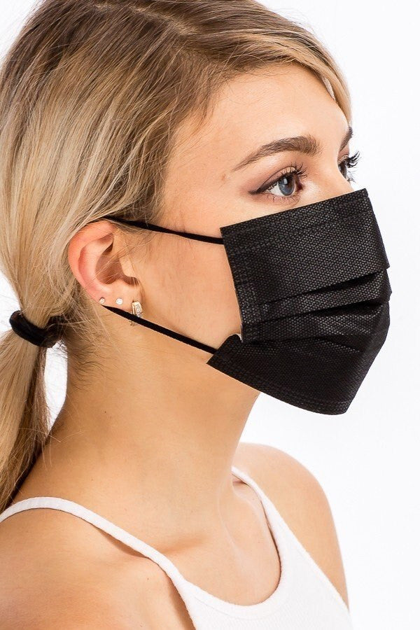 Black Disposable Face Mask - 10 Pack - 3 Ply
