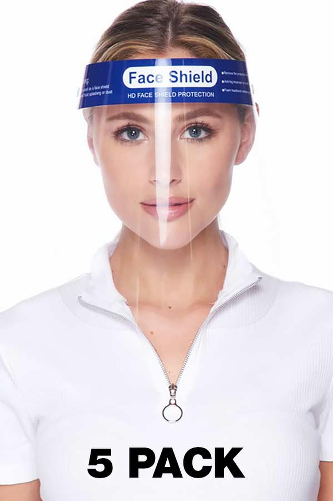 Anti Splash Protective Face Shields - 5 Pack