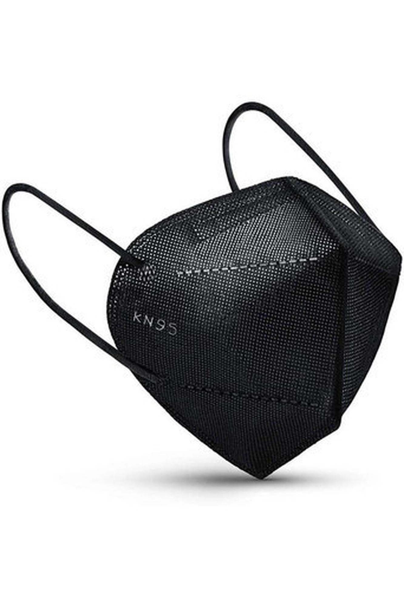 Black KN95 face mask on a white background