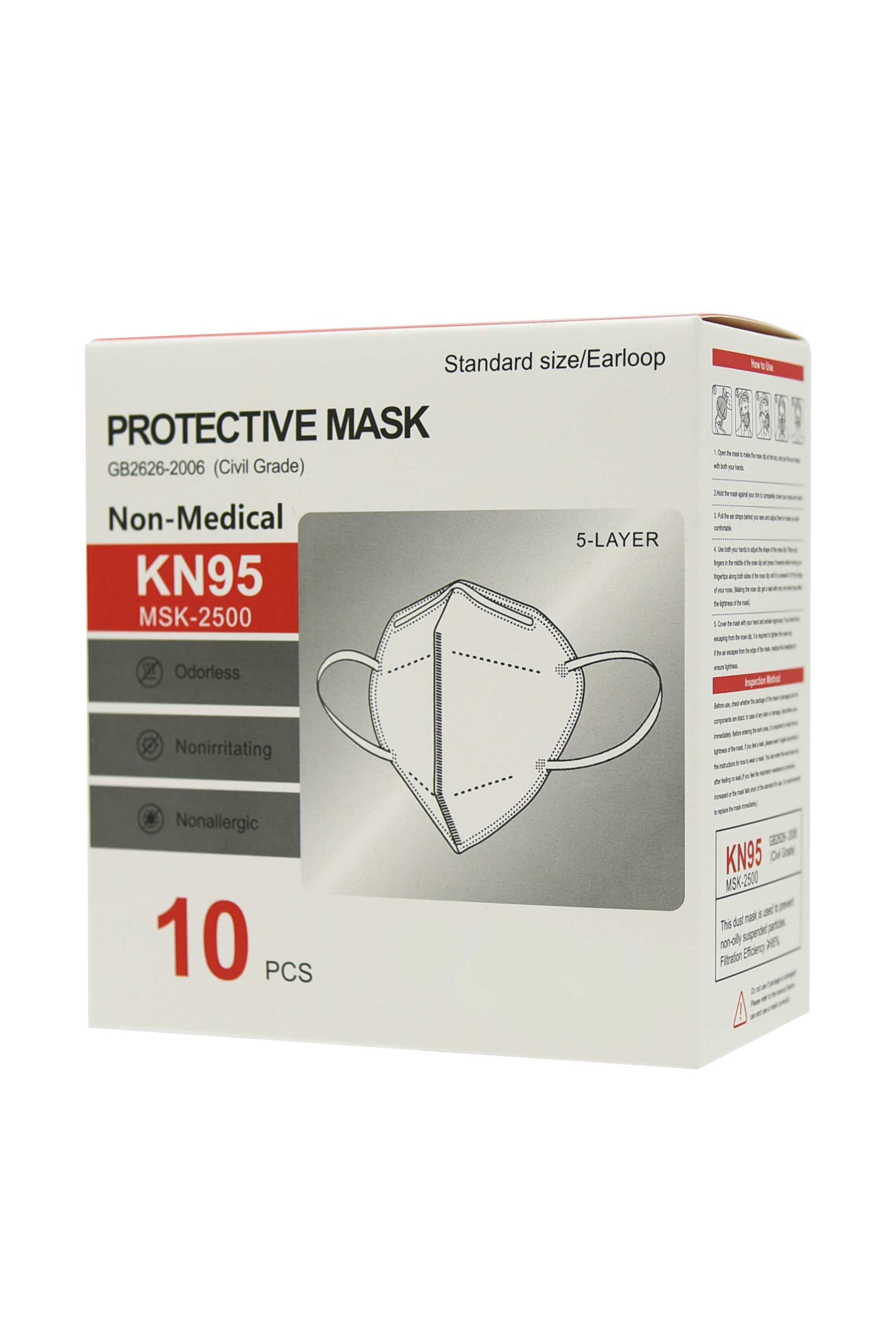 10 Pack - KN95 Face Mask - 5 Layer - Individually Wrapped