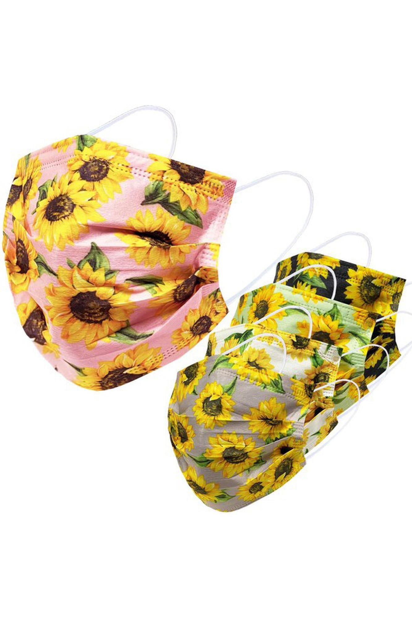 Kids Sunflower Disposable Surgical Face Mask - 50 Pack - 5 Styles