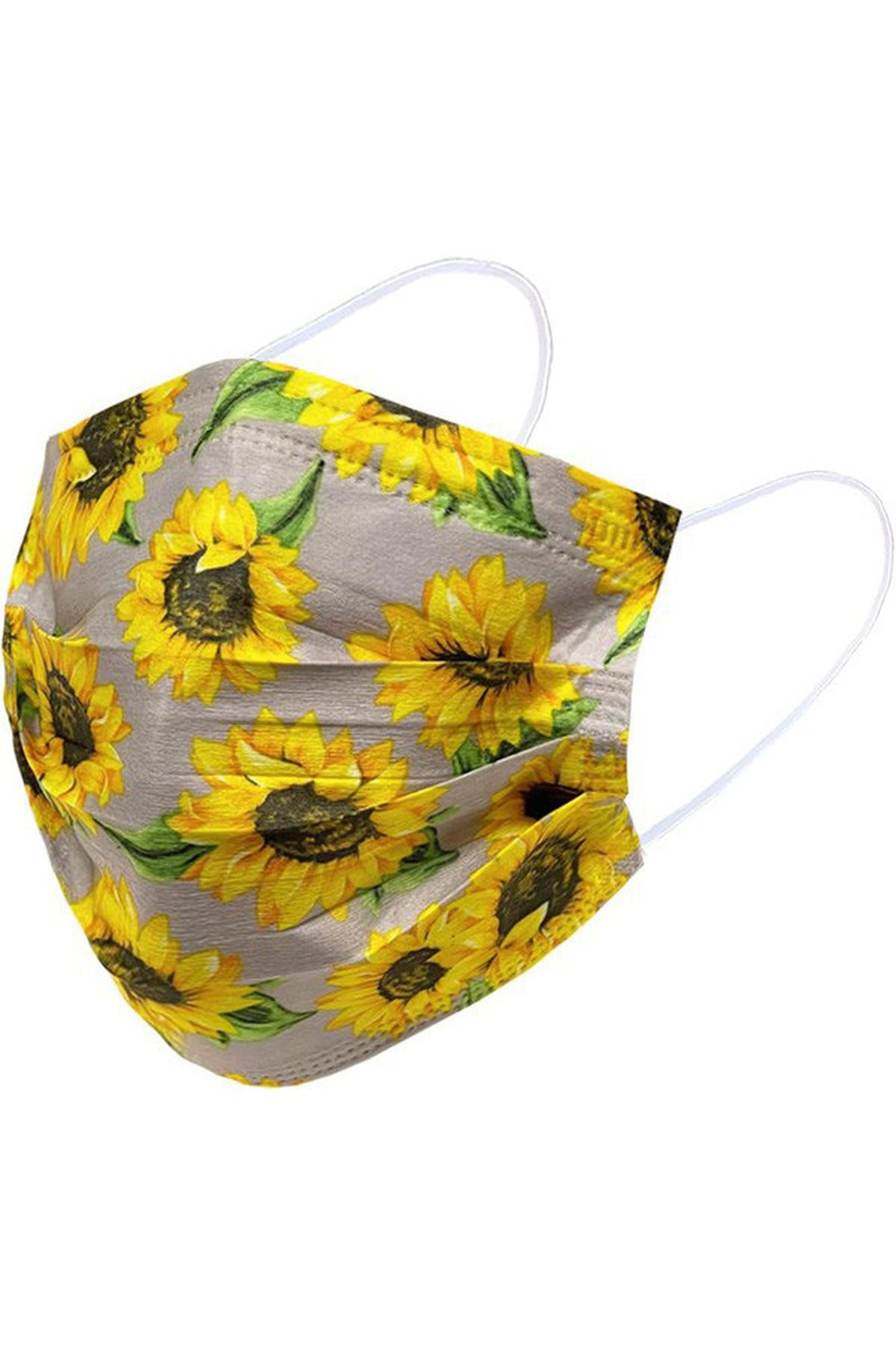 Kids Sunflower Disposable Surgical Face Mask - 50 Pack - 5 Styles