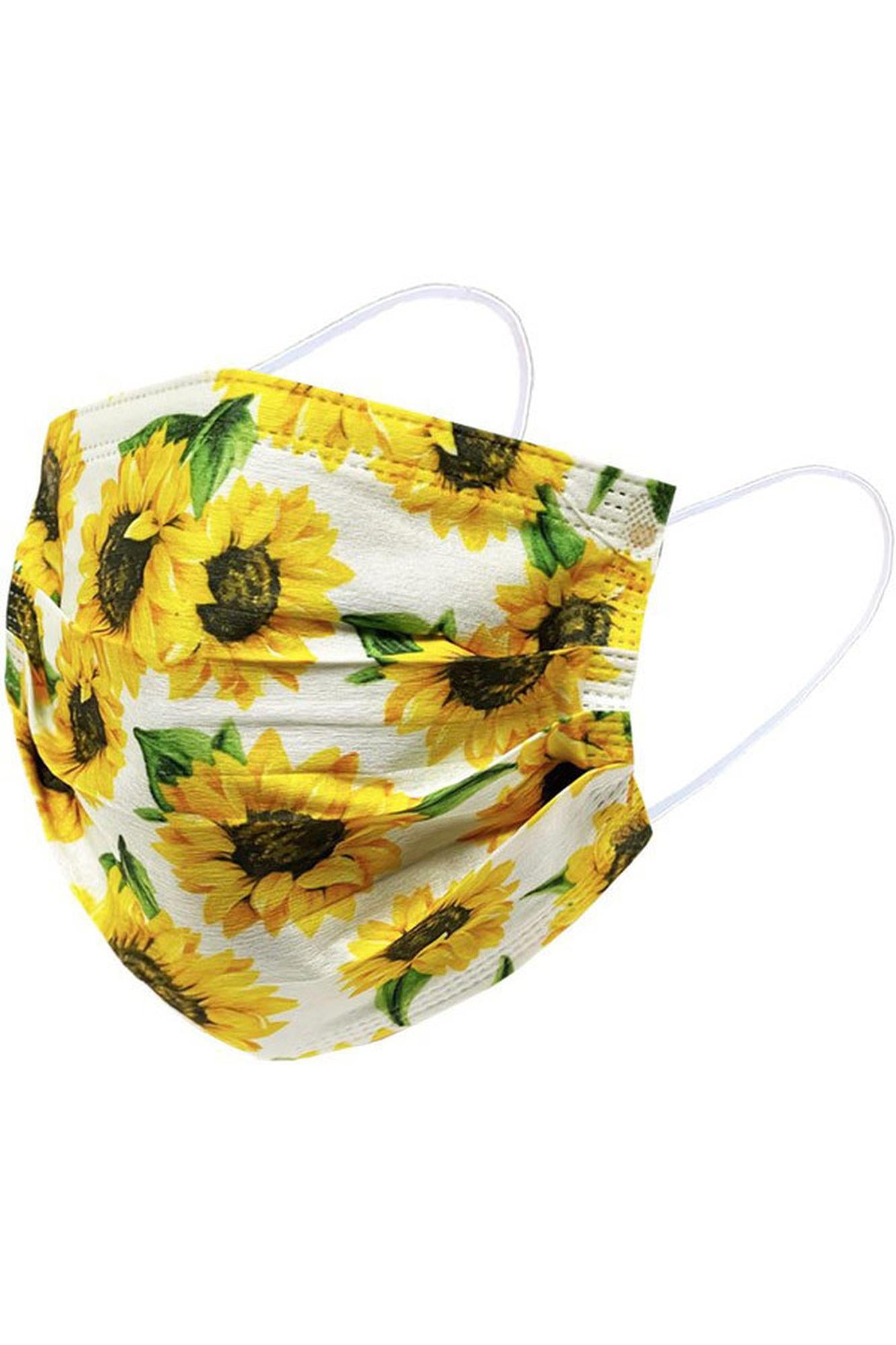 Adult Sunflower Disposable Surgical Face Mask - 50 Pack - 5 Styles