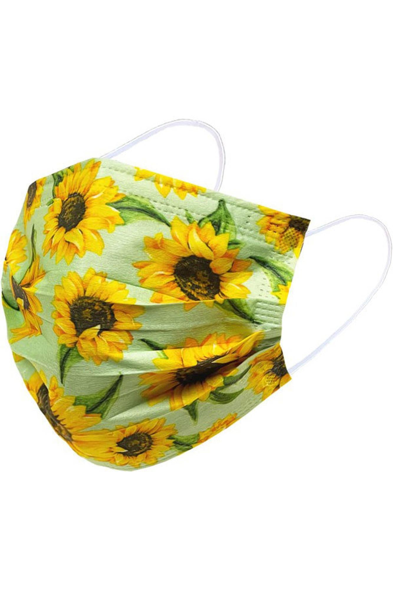 Adult Sunflower Disposable Surgical Face Mask - 50 Pack - 5 Styles
