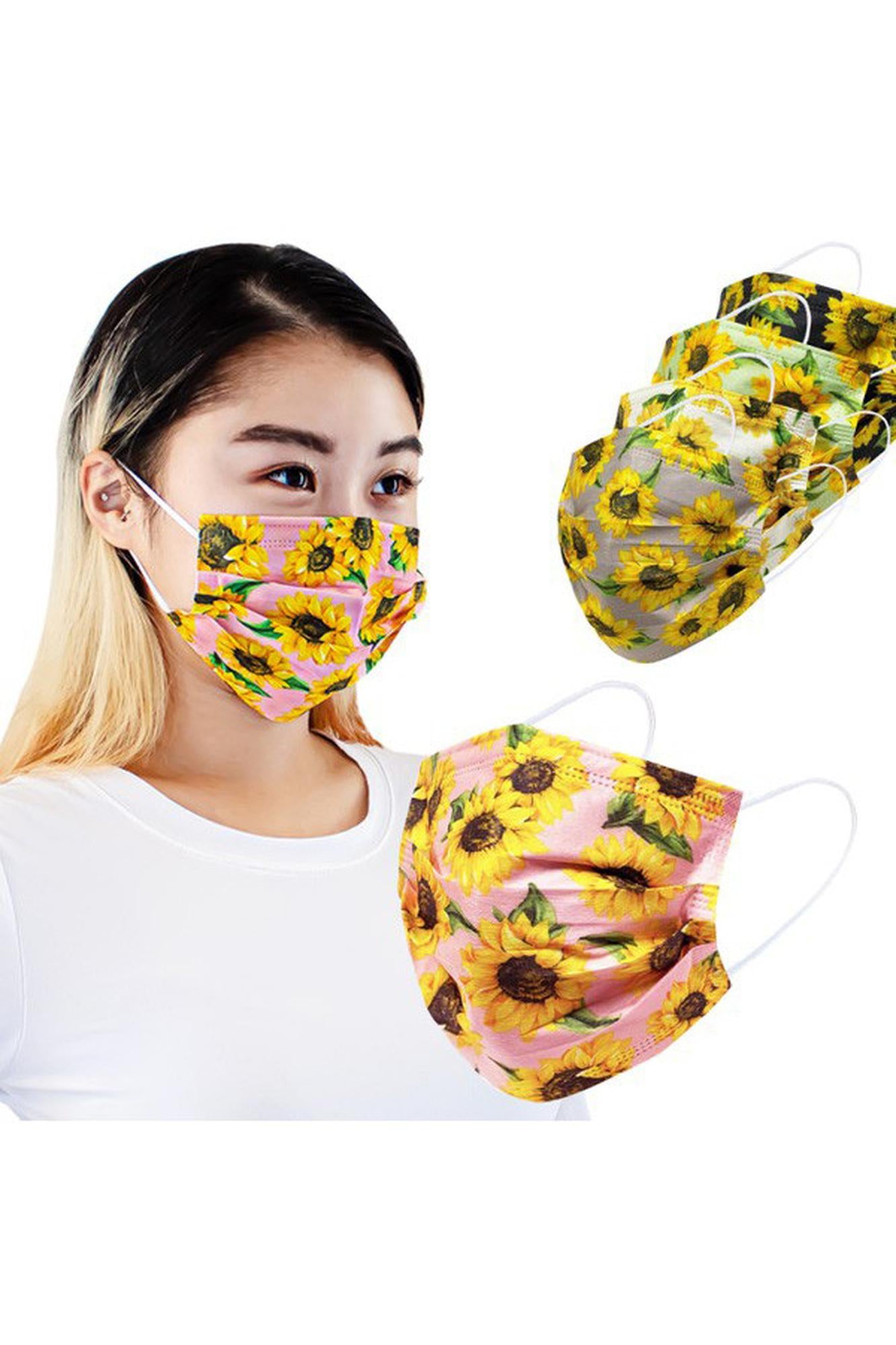 Kids Sunflower Disposable Surgical Face Mask - 50 Pack - 5 Styles