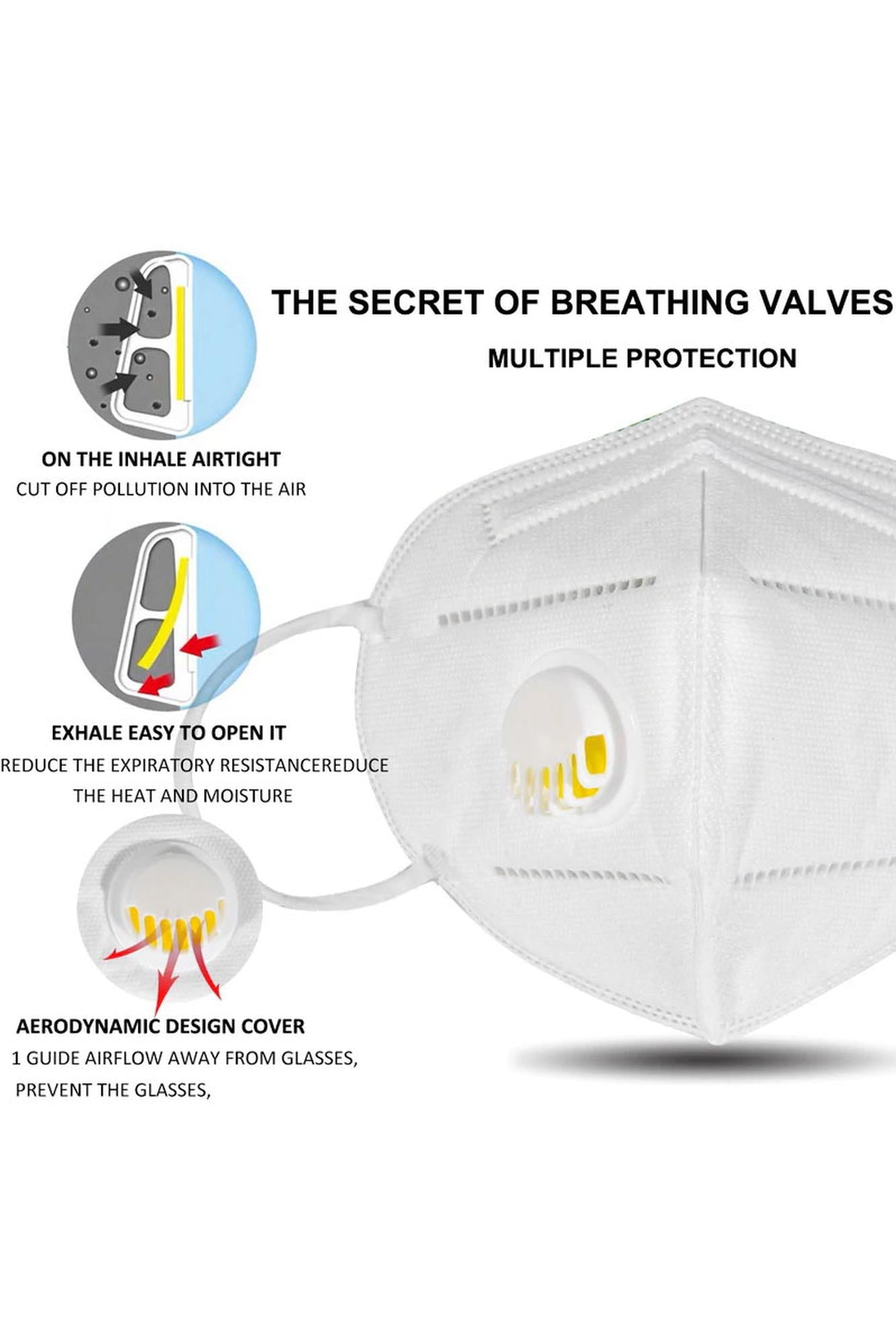 KN95 Face Mask with Air Valve - Individually Wrapped