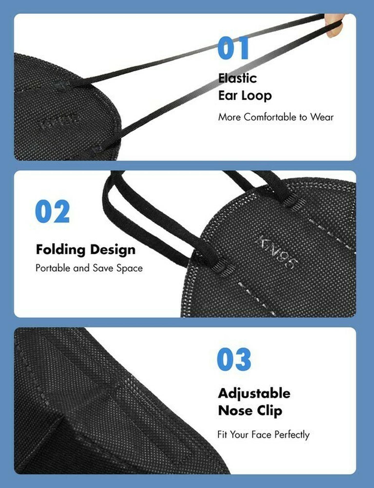 Black KN95 Face Mask - 10 Pack