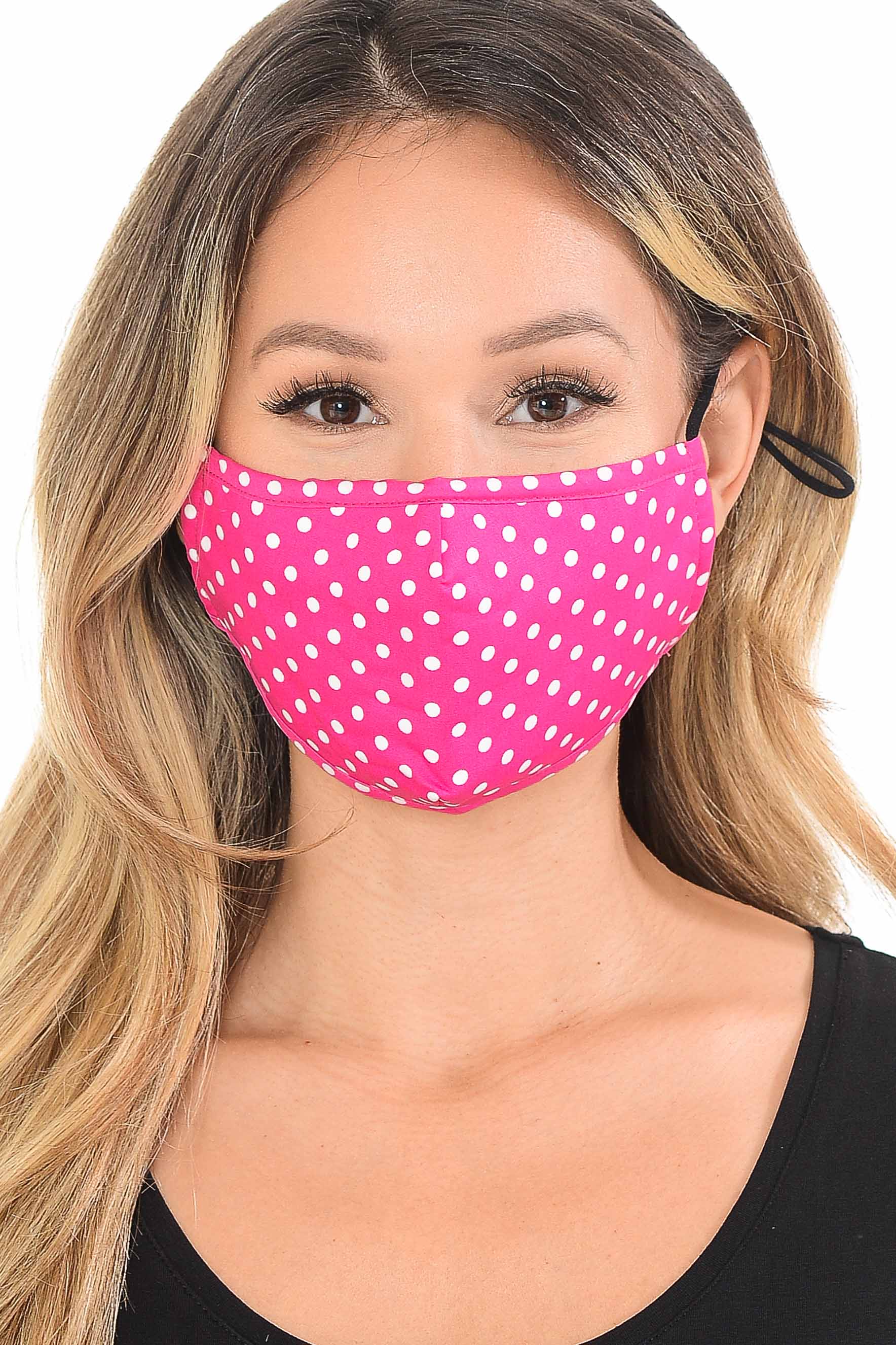 Polka Dot Fashion Face Mask with Built In Filter and Nose Bar