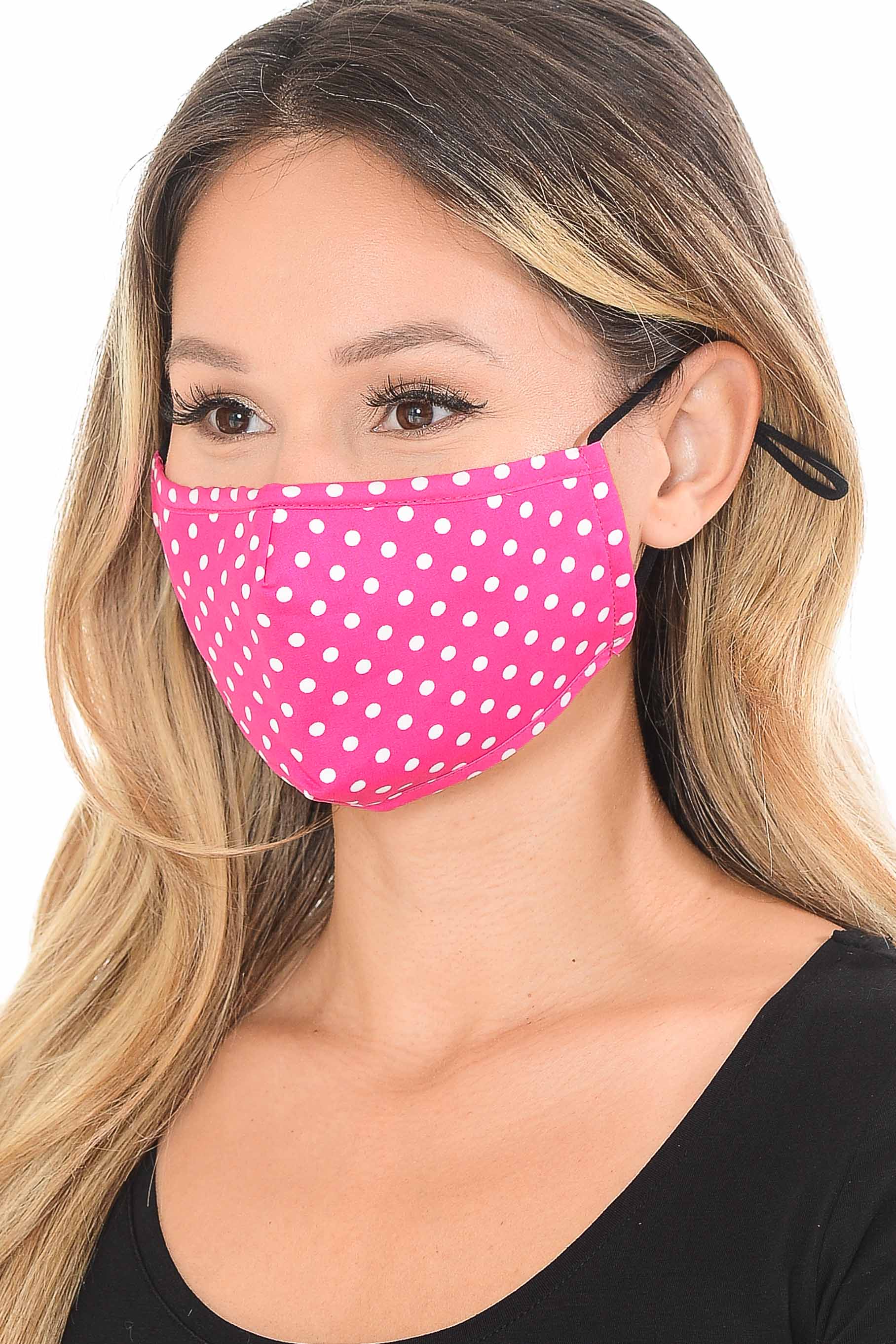 Polka Dot Fashion Face Mask with Built In Filter and Nose Bar