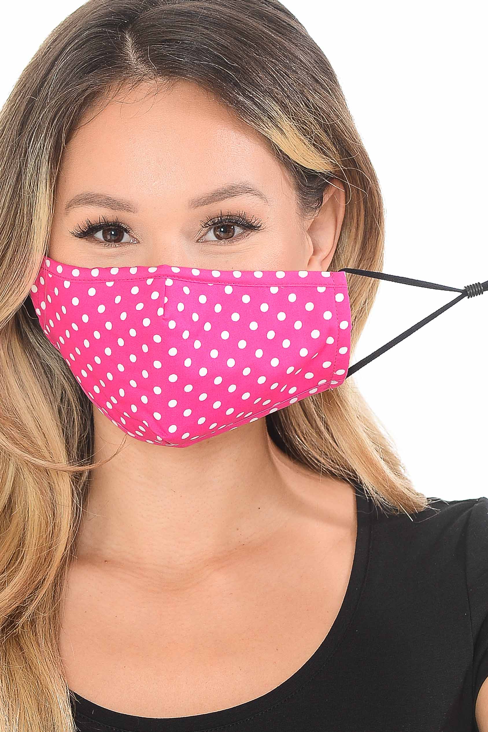 Polka Dot Fashion Face Mask with Built In Filter and Nose Bar