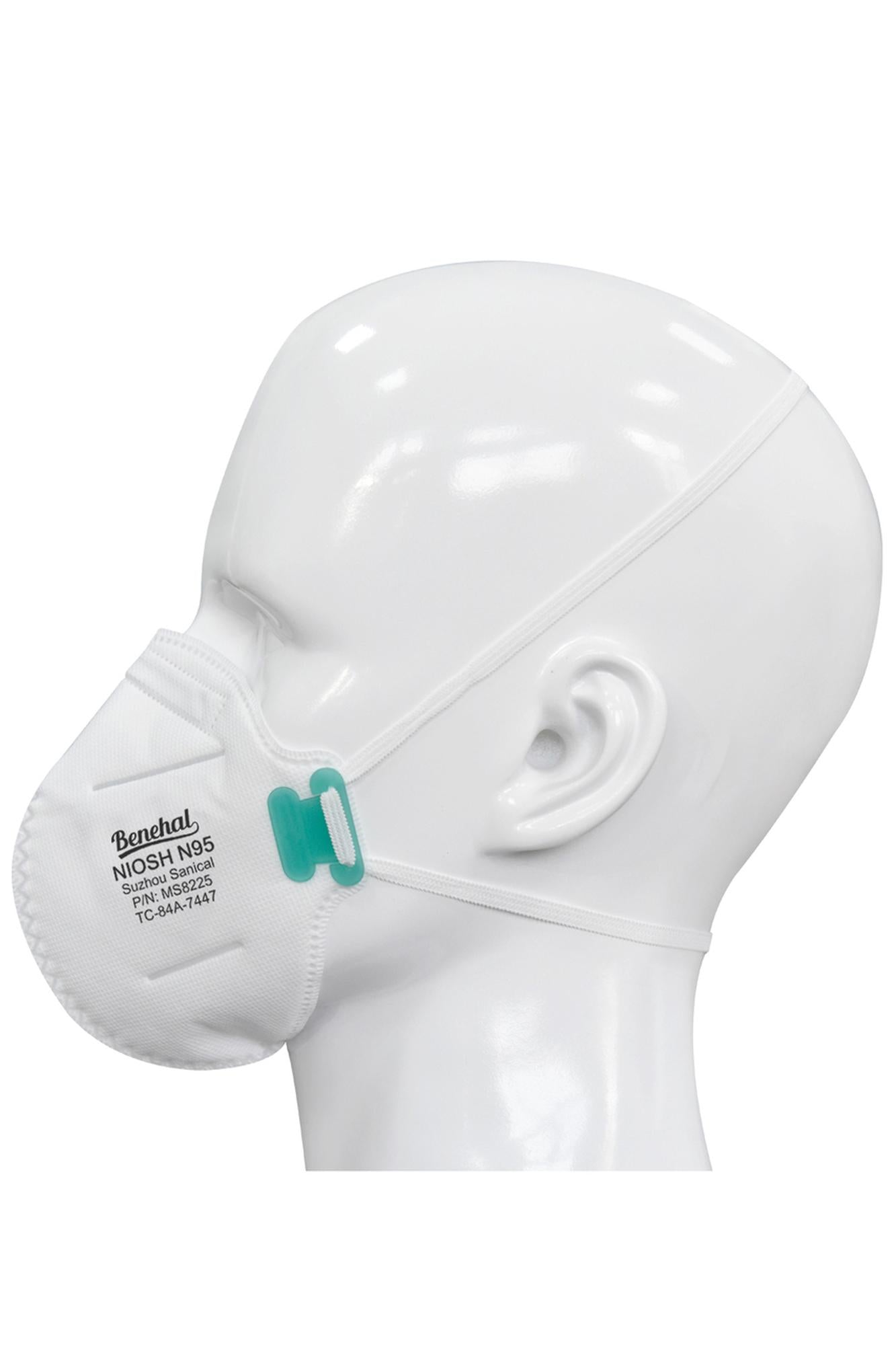 White N95 Face Mask - NIOSH - USA Certified - Singles